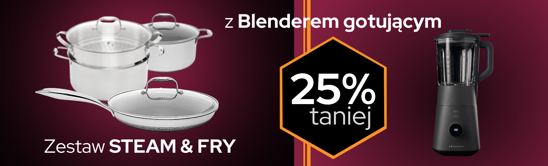 Zestaw naczyń Steam&Fry Kohersen i Blender gotujący Kohersen NB800A